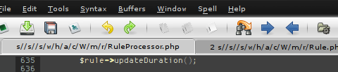 Example of the original tabs in Vim