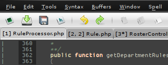 Example of customized tabs in Vim