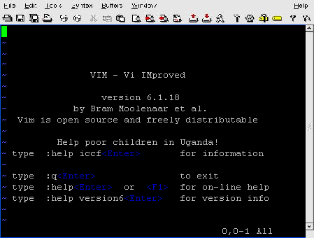 Vim velcome screen